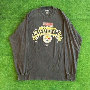 Men's Vintage Reebok Steelers 2004 NFC Champions Long Sleeve‎ Shirt Size Large